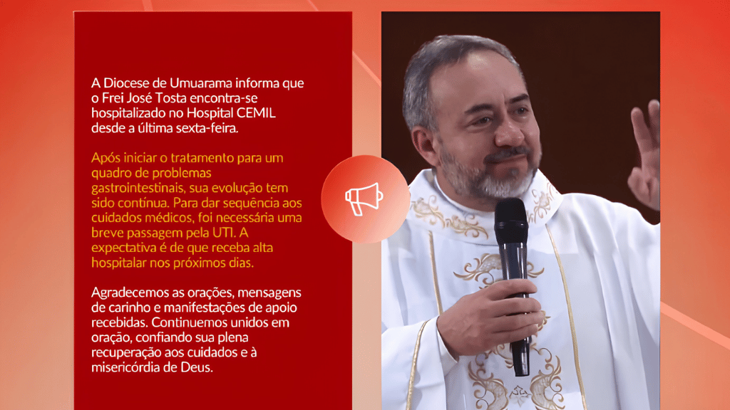 Diocese informa melhora no estado de saúde do Frei José Tosta
