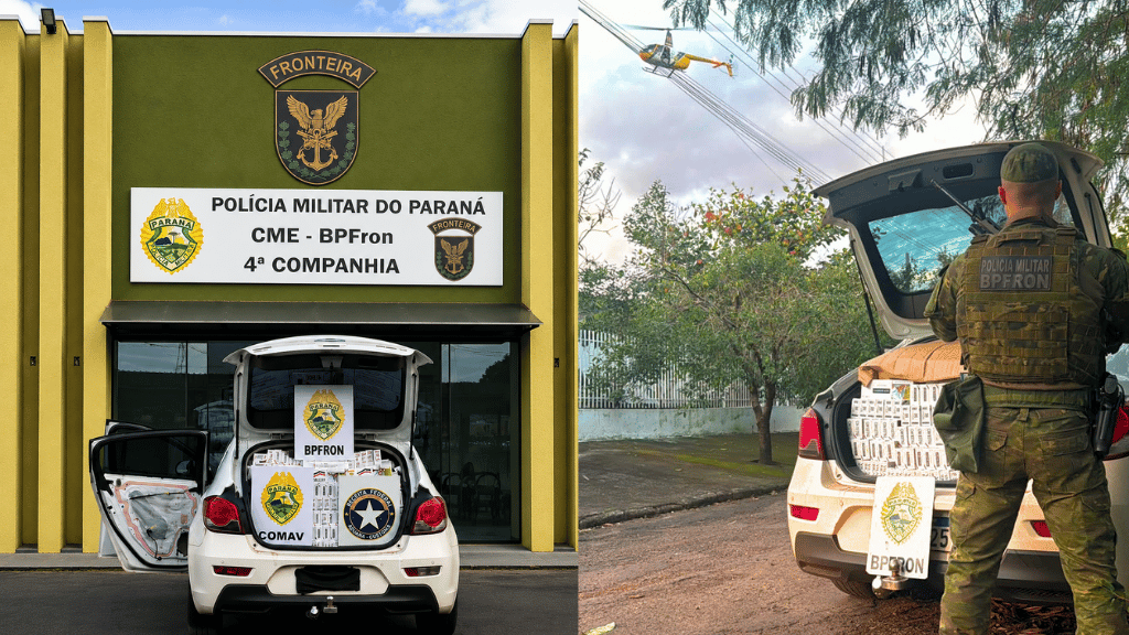 Veículo furtado recuperado pelo BPFron com carga de cigarros contrabandeados em Umuarama.
