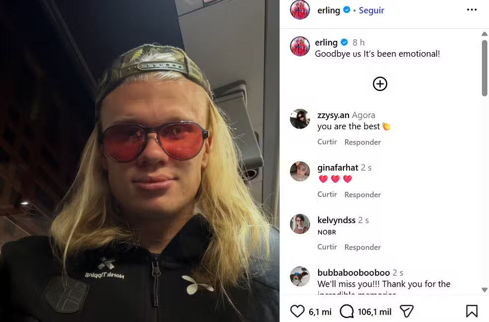 Erling Haaland usou as redes sociais para se despedir dos Estados Unidos após a eliminação da Noruega nas quartas de final da Copa do Mundo de 2026. O atacante encerrou o torneio como vice-artilheiro.