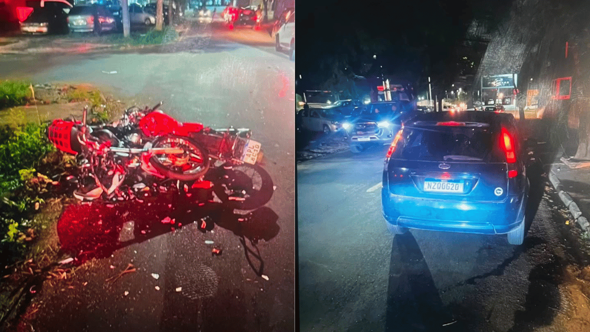 Acidente entre carro e motos fere dois em Umuarama