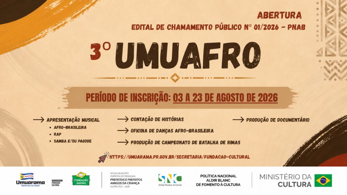Inscrições do 3º Umuafro em Umuarama vão até 23 de agosto