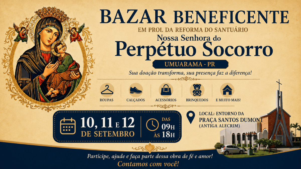 Bazar beneficente ajuda reforma do Perpétuo Socorro