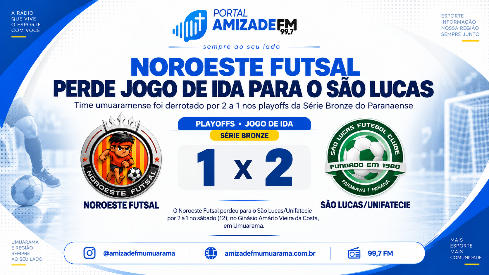 Noroeste Futsal perde jogo de ida para o São Lucas nos playoffs